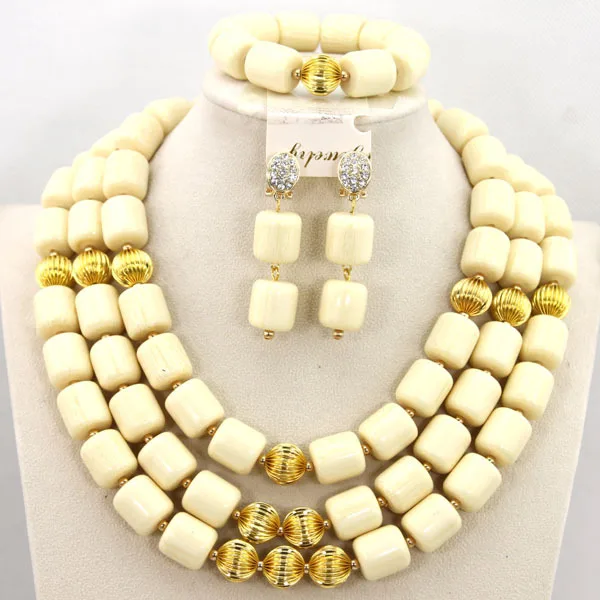 Новый свадебный набор бисера кремового белого цвета в нигерийском стиле из