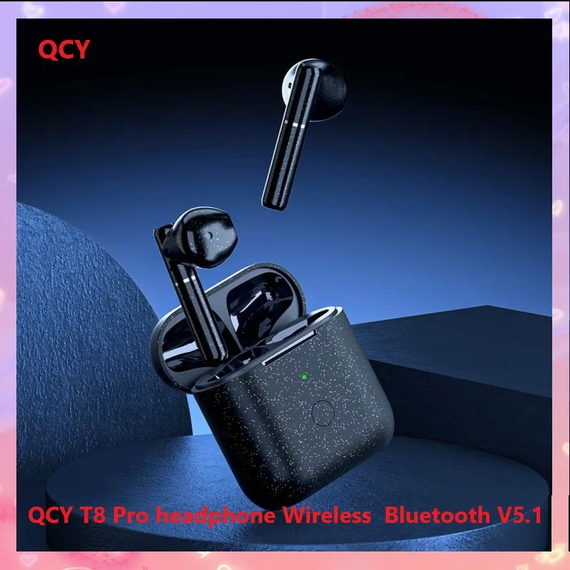 

QCY T8 Pro headphone Wireless Bluetooth V5.1 Semi-In-Ear Earphones Met Type-C Interface App Custom