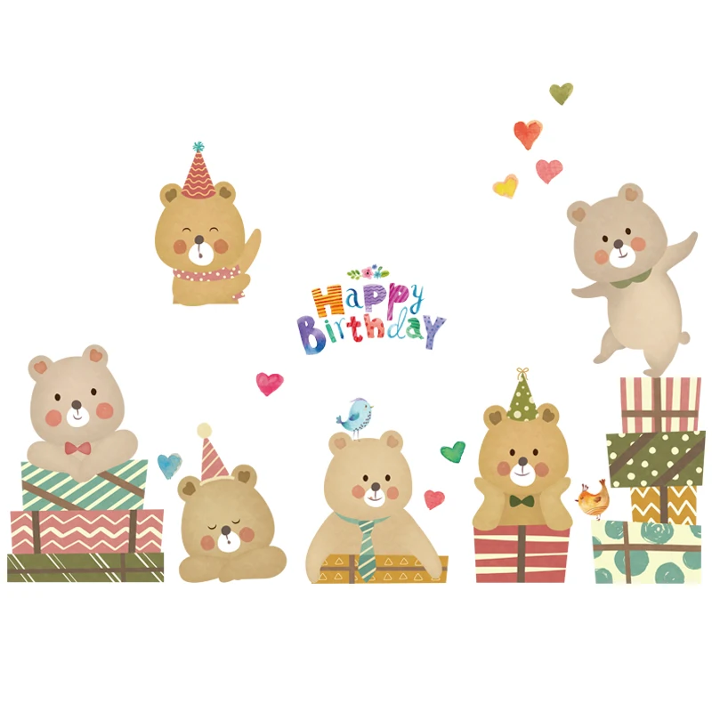 

Cartoon Bear Wall Stickers for Kids Room Nursery Decoration Kawaii Home Decor Decals Children's Wallpaper Posters Aesthetic
