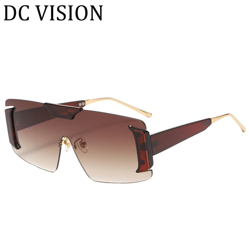 

Fashion One-piece Rimless Sunglasses Women's Goggles Luxury Brand Designer Sun Glasses For Men Oversized Rectangular Eyeglasses