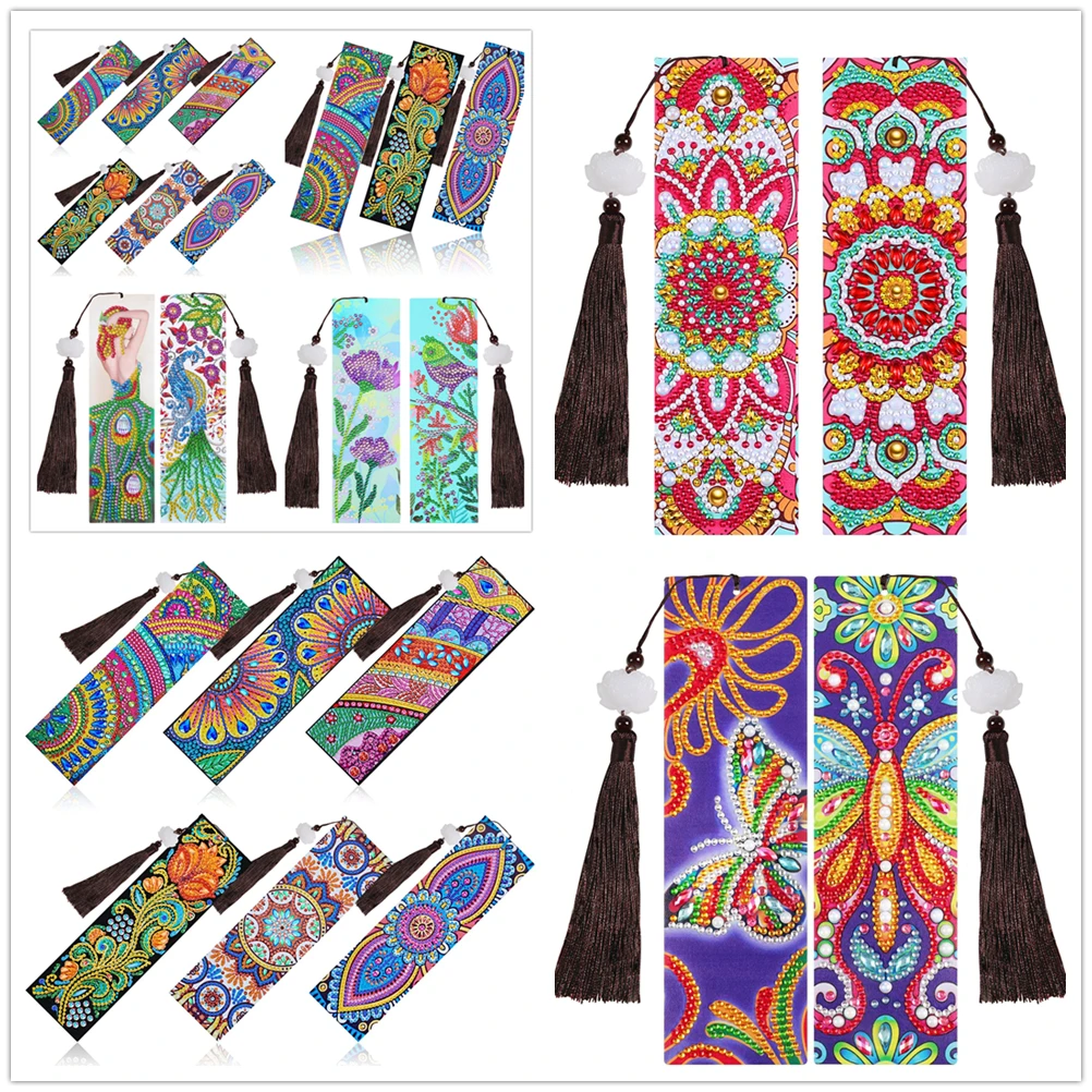 

5DDIY diamond painting exquisite leather bookmark tassel bookmark craft decoration special-shaped diamond embroidery gift