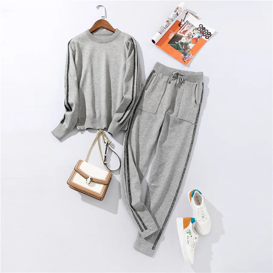 구매 Conjunto Chandal Mujer 니트 운동복 2 피스/세트 여성용, Ropa Deportiva Mujer 가을 겨울 라운지웨어
