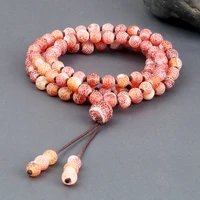vintage women red weathered stone beads bracelets necklaces for men handmade knotted elastic bangle natural stone jewelry gift