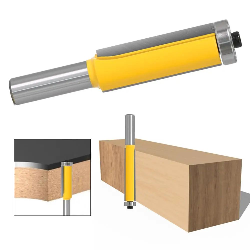 

12mm Shank 50|64mm Length Flush Trim Router Bit with Bearing Woodworking Face Milling Cutter