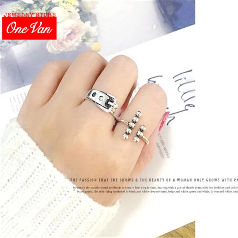 

New Style Copper Belt button ring shape design pig nose Adjustable ring retro chain opening Women Copper ring