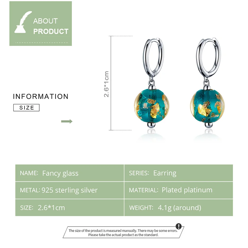 bamoer GXE817 925 Silver Fantastic Dream Retro Ball Round Drop Earrings Clear Glass Gift Jewelry Original Design Dangle | Украшения и