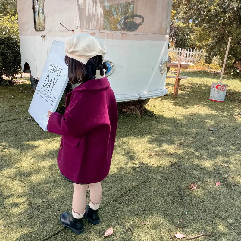 

Thick Winter Girls Cotton Long Jackets Kid's Outerwear Clothes Toddler Children Casual V-Neck Collar Plaid Pure Solid Color Coat