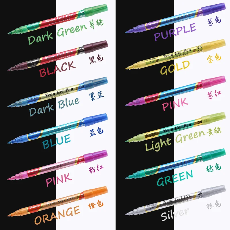 1 шт. 12 цветов жидкие неоновые хайлайтеры стираемая ручка флэш-ручка ручная учётная запись цветные ручки набор школьные маркеры принадлежно...
