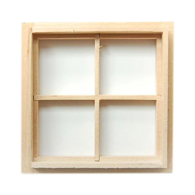 

2pcs 1:12 Dollhouse Miniature Window With Plastic Glass And Preframes Wooden Uncolored DIY Model