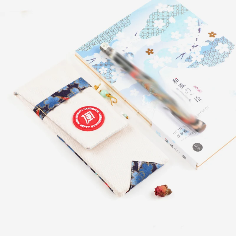 Японский стиль бамбуковый пенал с принтом в виде листьев для ручки студенческий