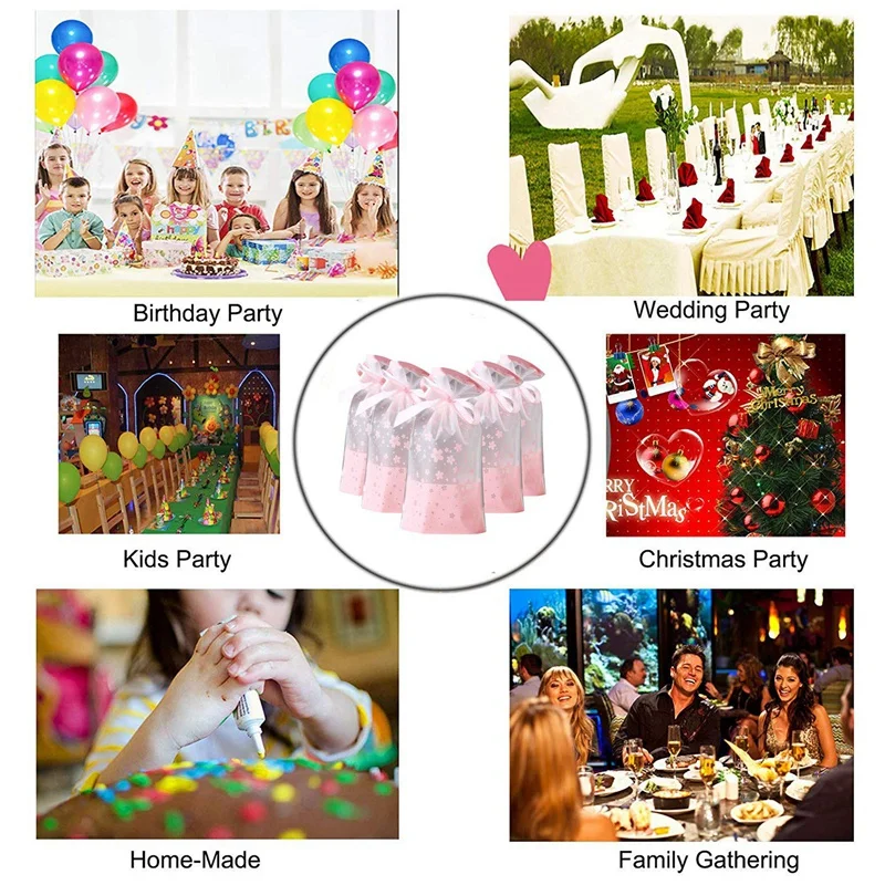 

SHGO HOT-50 PCs Party Favor Bags, Plastic Drawstring Gift Treat Bag Pouch, Candy Cookie Bag for Wedding Party Bridal Baby Shower