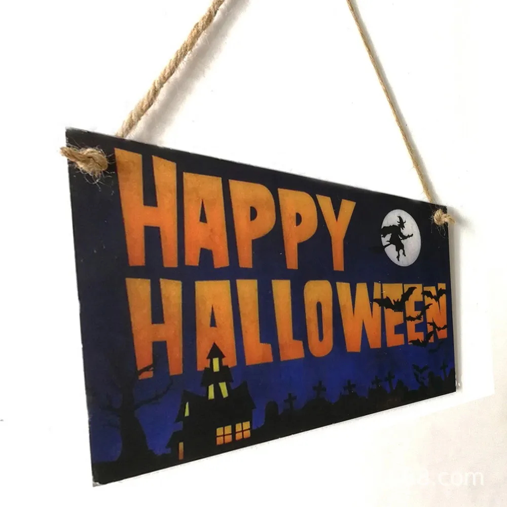 1 шт. Счастливый Хэллоуин деревянная доска сцена шаблон подвесная декорация дом с