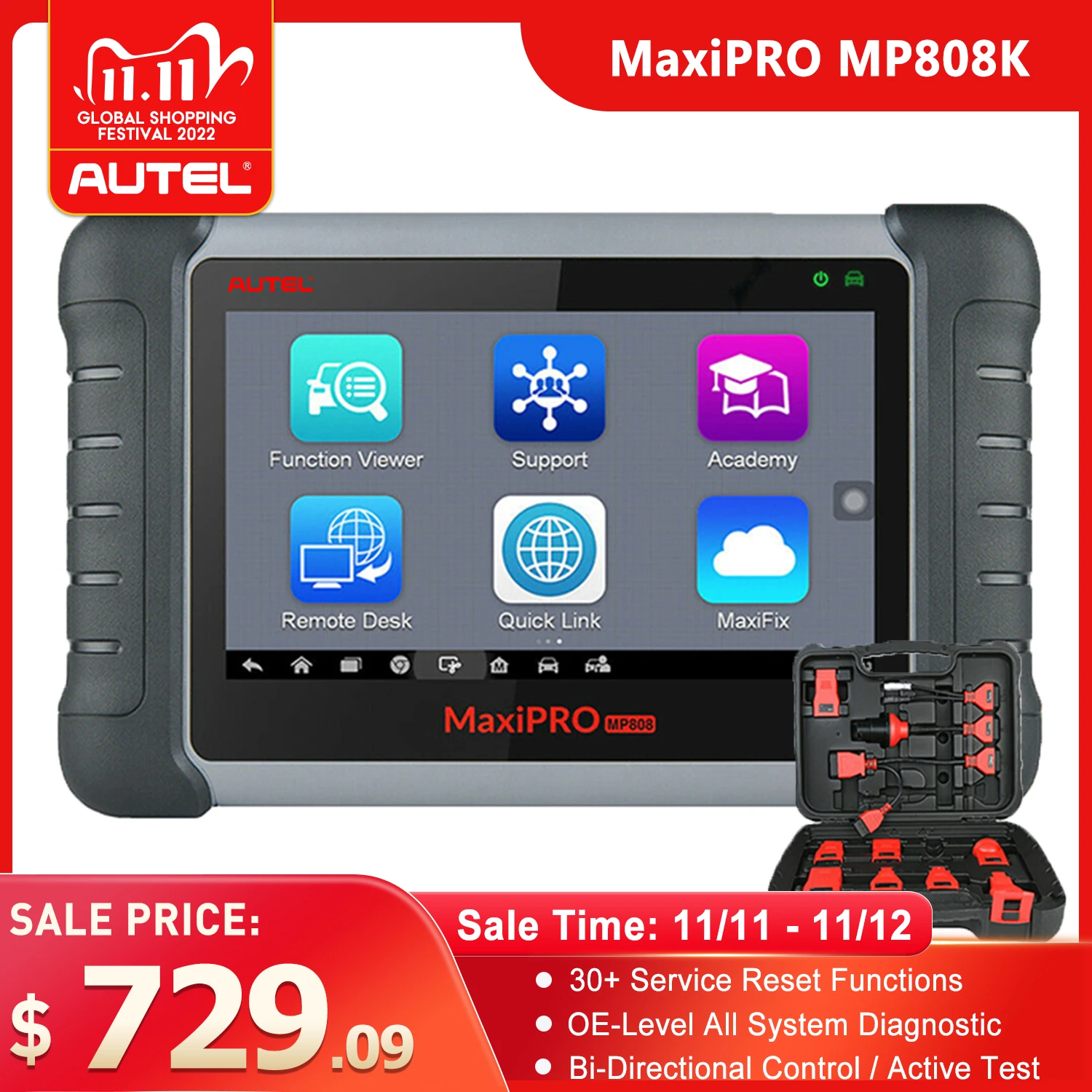 

Autel MaxiPRO MP808K OBD2 автоматический диагностический сканирующий инструмент EPB ABS активный тест Улучшенный DS808 MP808 диагностический сканер