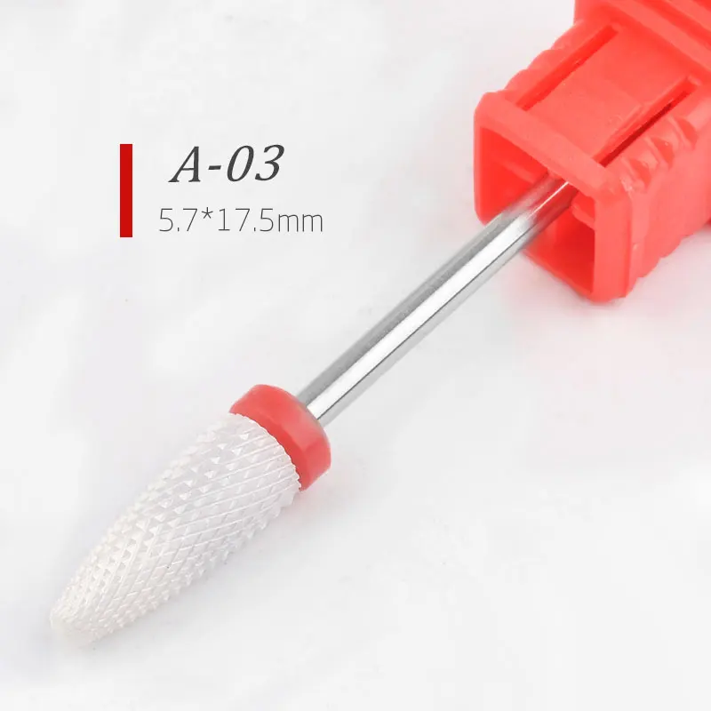 A03 1 шт. 3/32 ''керамические сверла для ногтей, Электрический Фрезерный резак, роторный инструмент для снятия заусенцев для ногтей, сверлильный станок для маникюра, педикюра, 12 типов - Цвет: A03