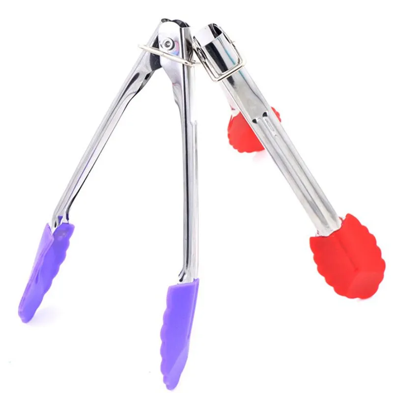 7 дюймов силиконовые щипцы для барбекю наконечники Кухонные мини термостойкий