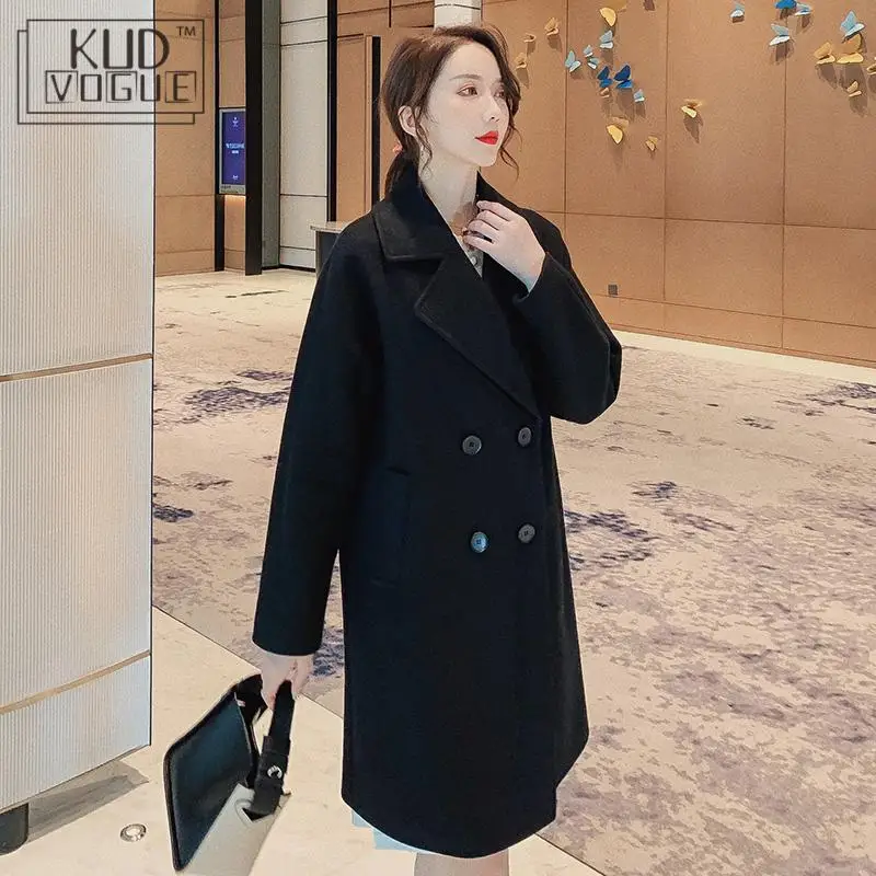 Корейское зимнее женское пальто Осеннее повседневное шерстяное Тренч женская