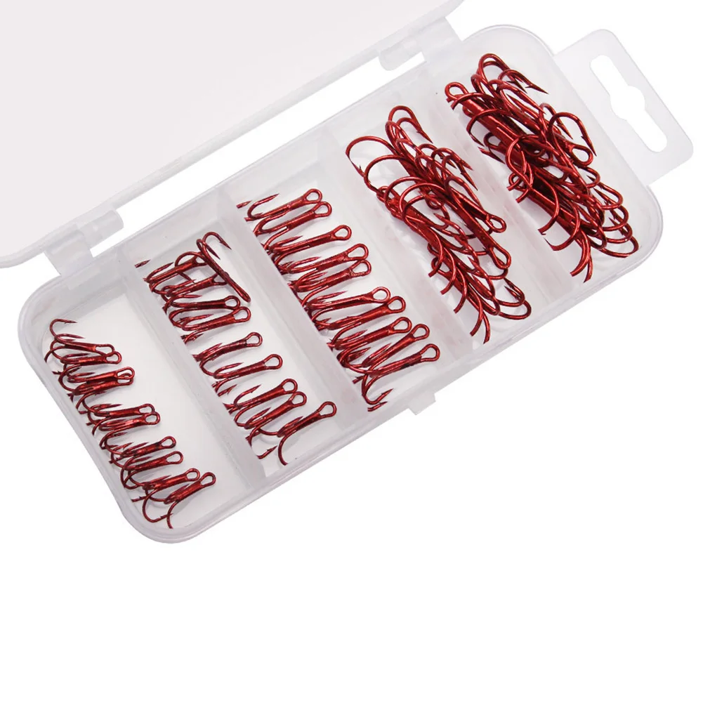 

Size Barbed Fish Hook Nickel Three anchor Hook set Boxed 50pcs 2/4/6/8/10#