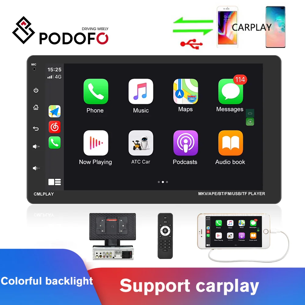 

Podofo 2Din Car Stereo Radio 9'' carplay D-Play FM AUX Bluetooth control Car Player For Universal Nissan Toyota Hyundai Skoda