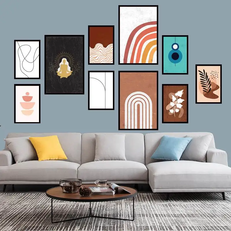 

Mid Century Botanical Burnt Orange Leaves Plant Floral Wall Art Poster Gift Wall Decor Vintage Canvas Painting