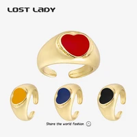 lost lady new creative simple colorful love heart ring vintage drop oil heart ring for women fashion jewelry ring 2021 trend