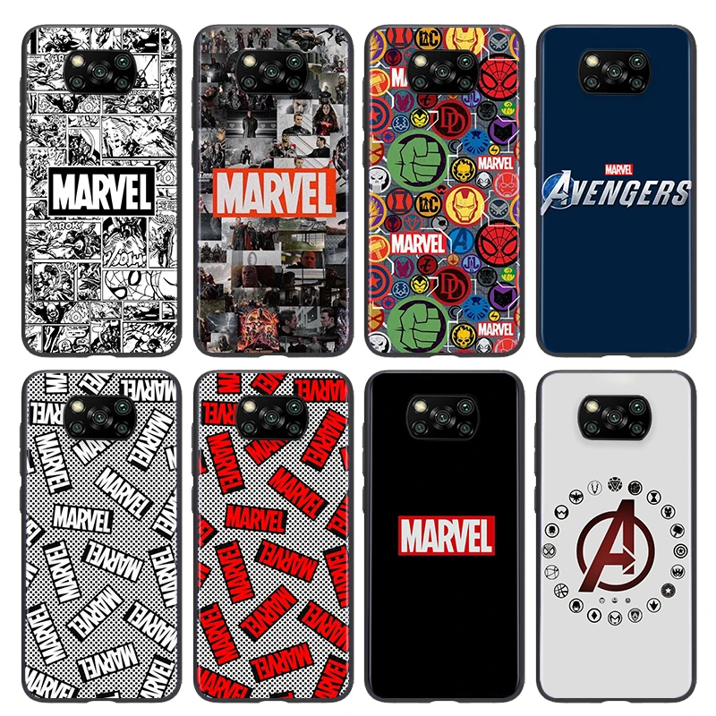 Чехол для телефона Xiaomi Poco X3 NFC GT M3 M2 X2 F3 F2 Pro C3 F1 Mi Play Mix 3 A2 A1 6X 5X с логотипом Marvel