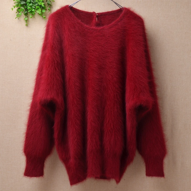 Пуловер женский из шерсти норки и кашемира с длинными рукавами летучая мышь |