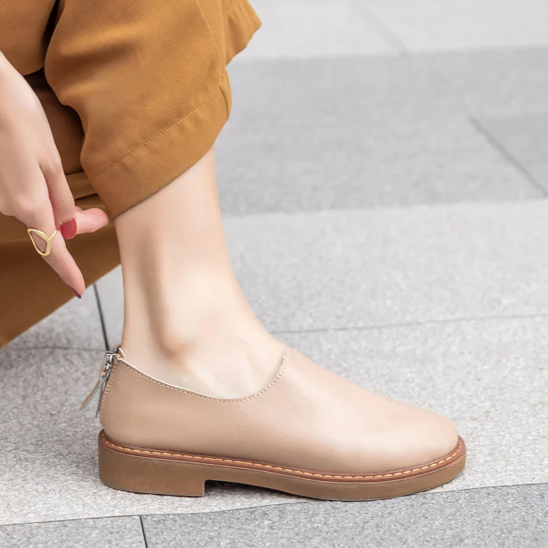 Женские лоферы из натуральной кожи мягкие повседневные на платформе молнии