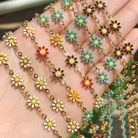 1meterlot gold plated copper chain gold plated drop oil crafts fashion daisy beads chain jewelry for diy bracelet