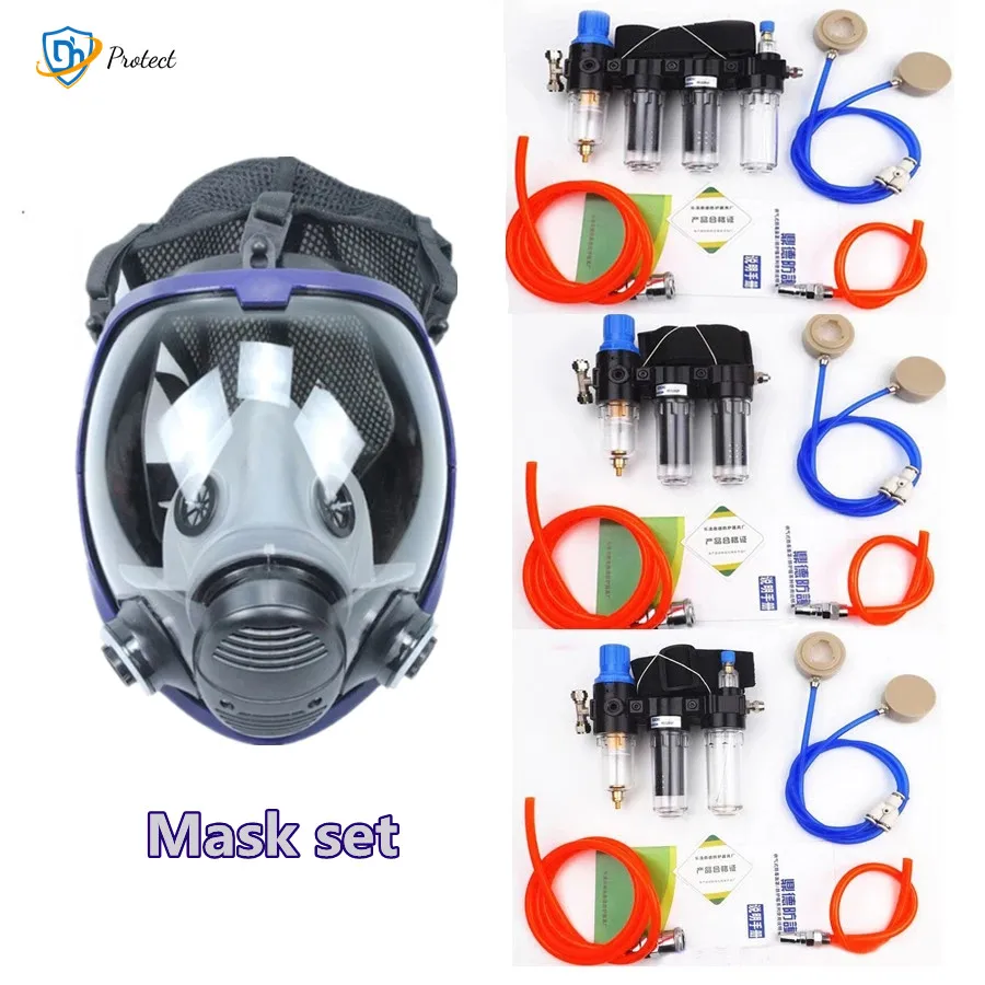 

Three-In-One Function Supplied Air Fed Respirator System Use For 6200 6800 7502 series Full Face Gas Mask