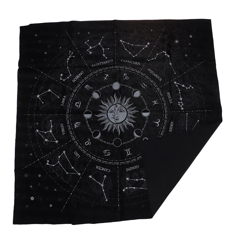 

49x49cm Tarot Tablecloth Triple Moon Pentagram Pagan Altar Tarot Cloth Flannel Star Divination 12 Constellations Astrology