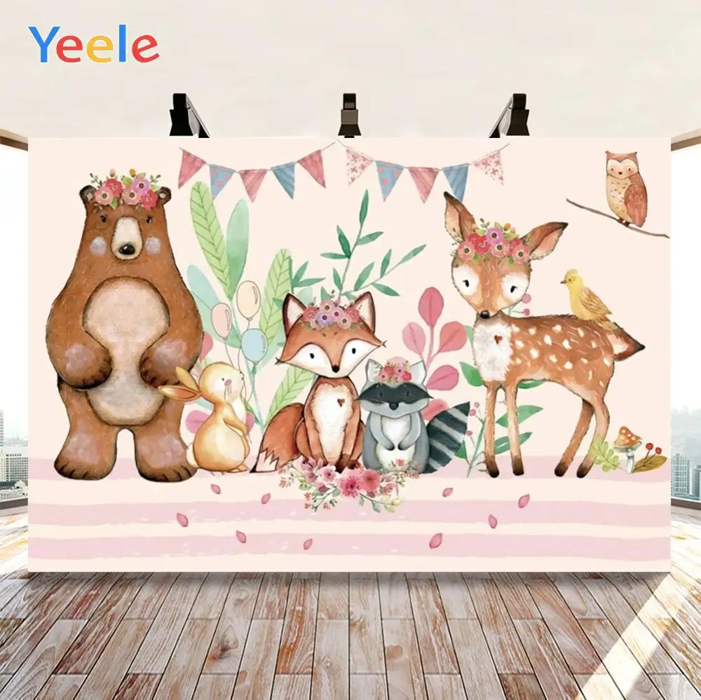 

Фон для фотосъемки Yeele с изображением медведя оленя лисы кролика флага животных