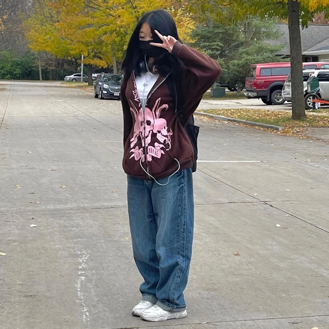 Unisex Punk Rock Hiphop Straight Baggy Jeans Skateboard Street Dance Denim Pant Overalls Classic Blue Black Motorcycle Trouser