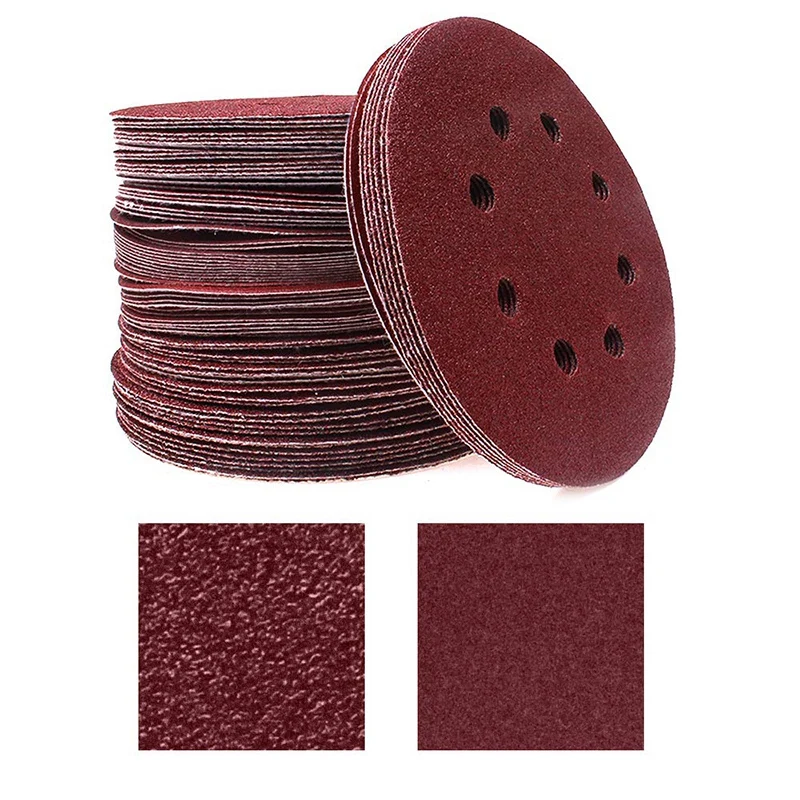

80 Pack 5 Inch Sanding Discs Kit 8 Hole Sander for Drill Polishing Pad Hook and Loop PlateSandpaper Abrasive Tool