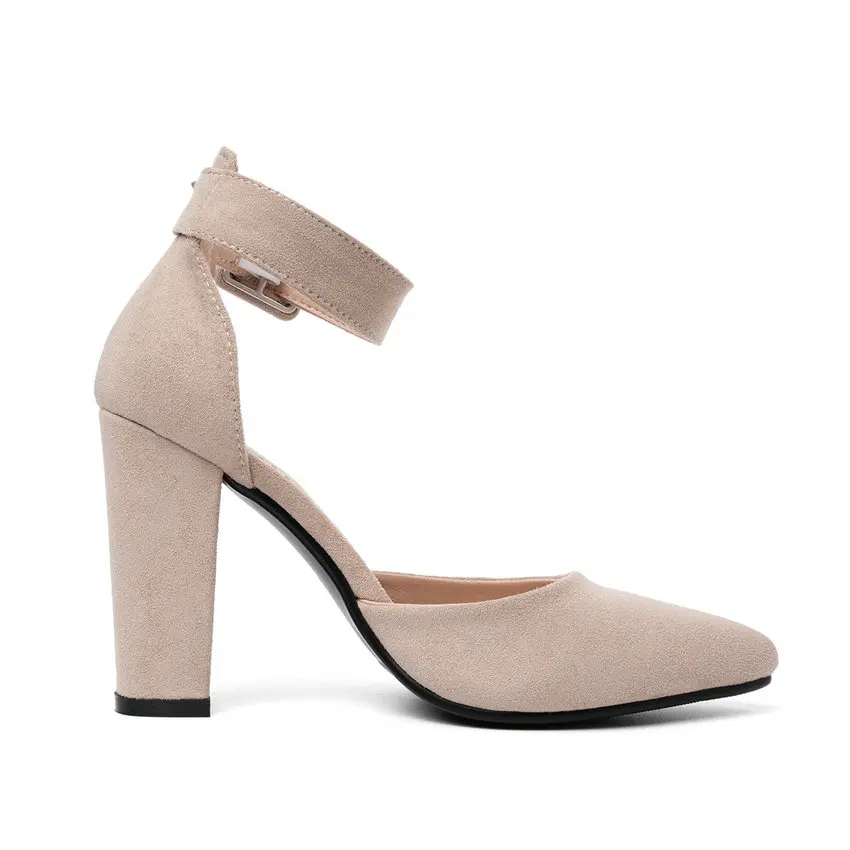 Женские босоножки с острым носком QUTAA черные из флока на очень высоком каблуке