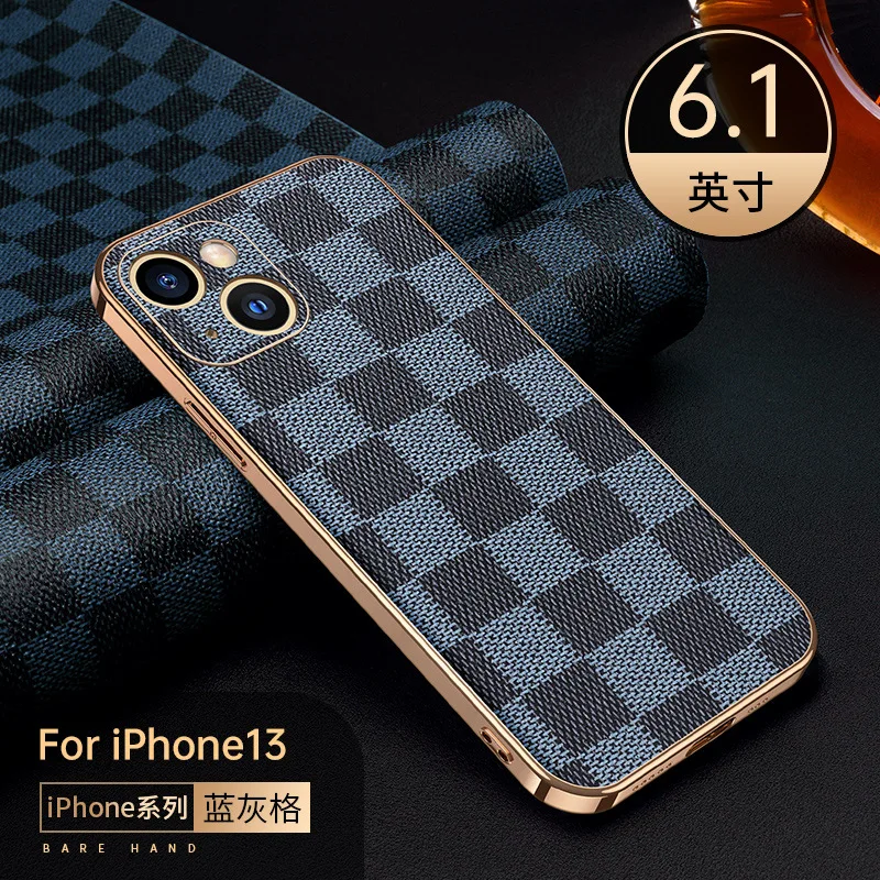 Funda protectora de cuero genuino para tel&eacute;fono m&oacute;vil Iphone, carcasa de lujo de cuero de vaca, a la moda, para modelos 13, 12, 12pro, 13pro, Max-4