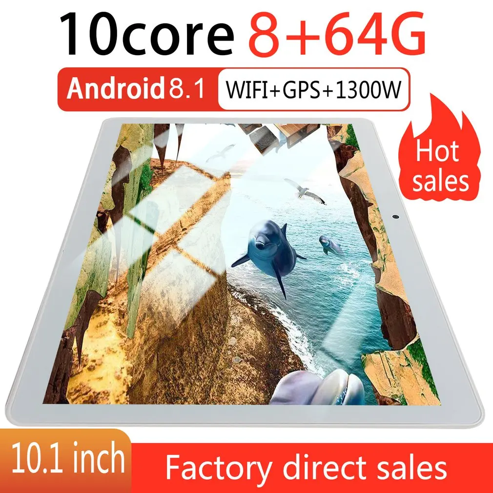 KT107 планшет с круглым отверстием 10,1 дюймов HD большой экран Android 8,10 версия модный портативный планшет 8G+ 64G белый планшет белая вилка США