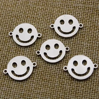 5pcs 16x21mm stainless steel smile charm pendant for jewelry making bracelet necklace connector diy handmade jewelry findings