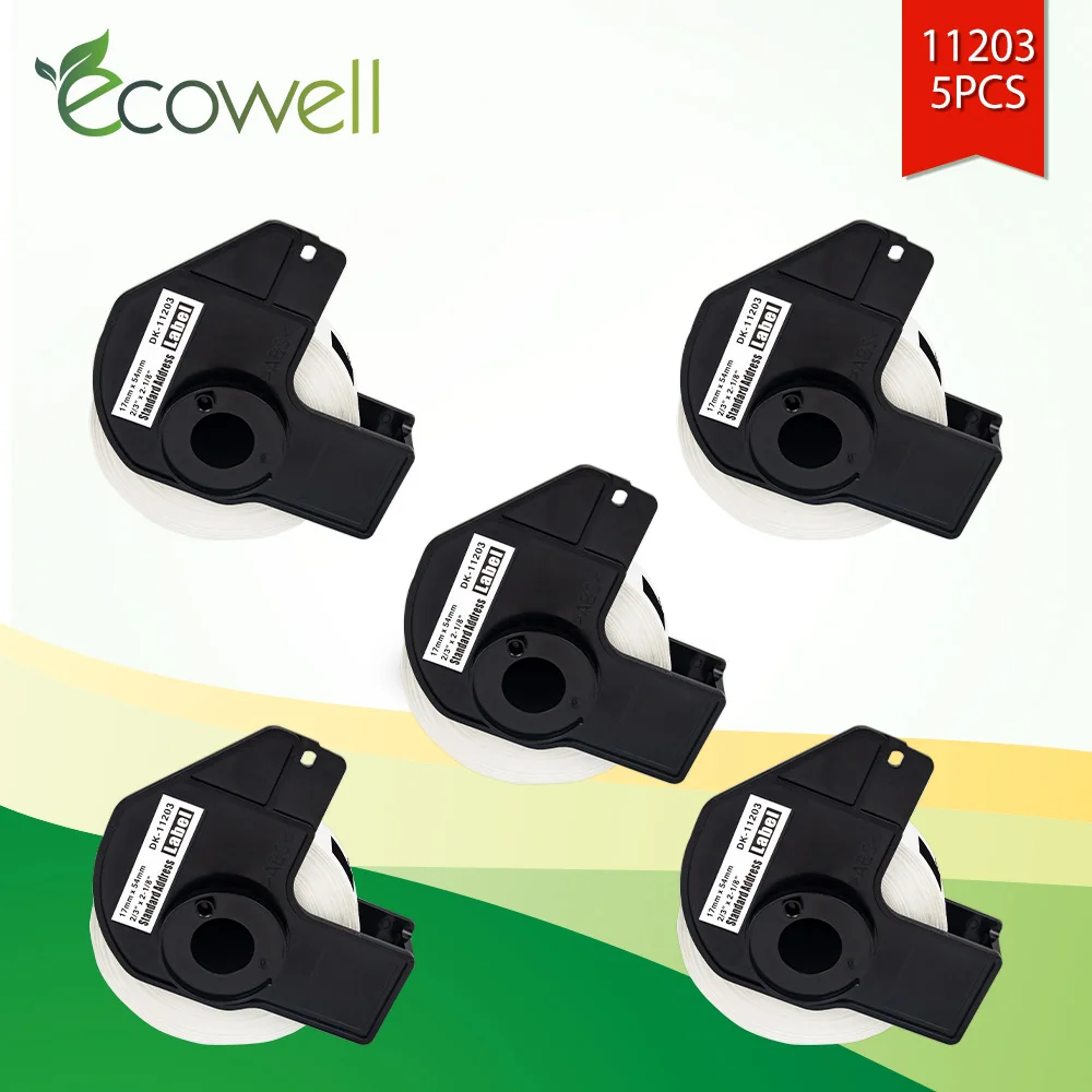 Ecowell 5 рулонов (1500 шт.) Лента для этикеток фотобелая термобумага DK11203 DK 11203