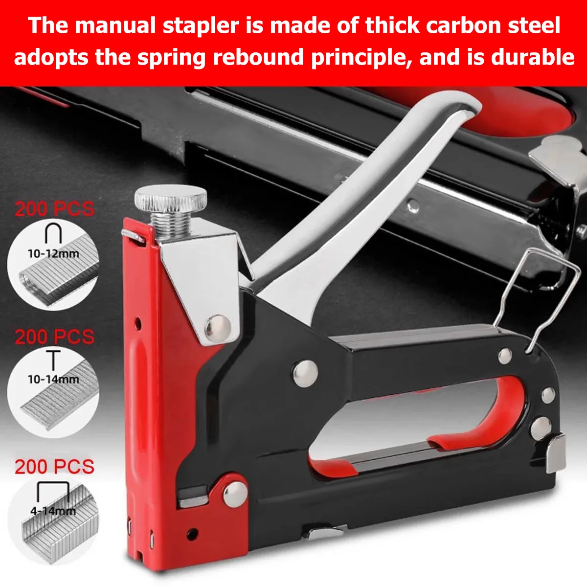 

3 In 1 Adjustable Staple Tool Nail Gun DIY Furniture Construction Stapler Upholstery Staple Gun with 600 Staples Carpentry Tools