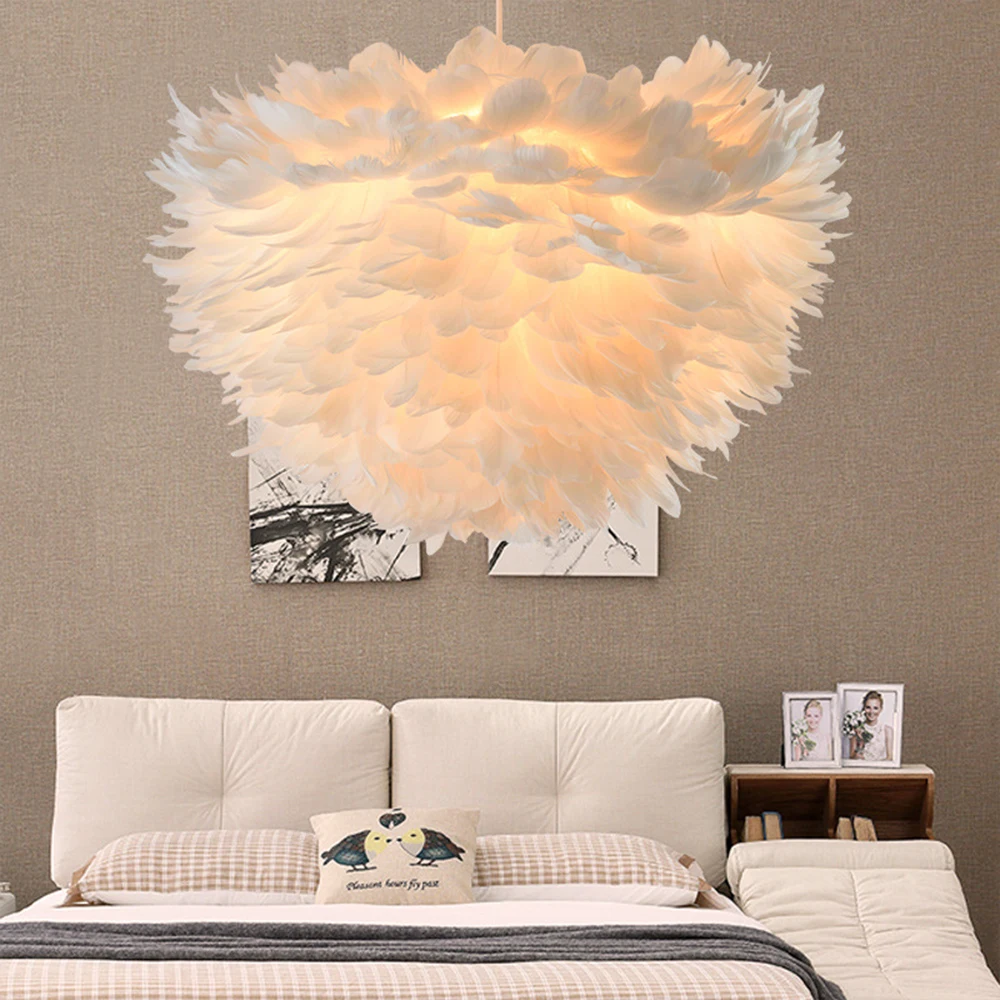 Подвесные лампы с перьями Светильники для спальни скандинавские романтические