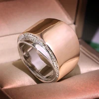 new silver plate geometric shape metal women ring party accessories daily office lady finger personality jewelry zircon stone