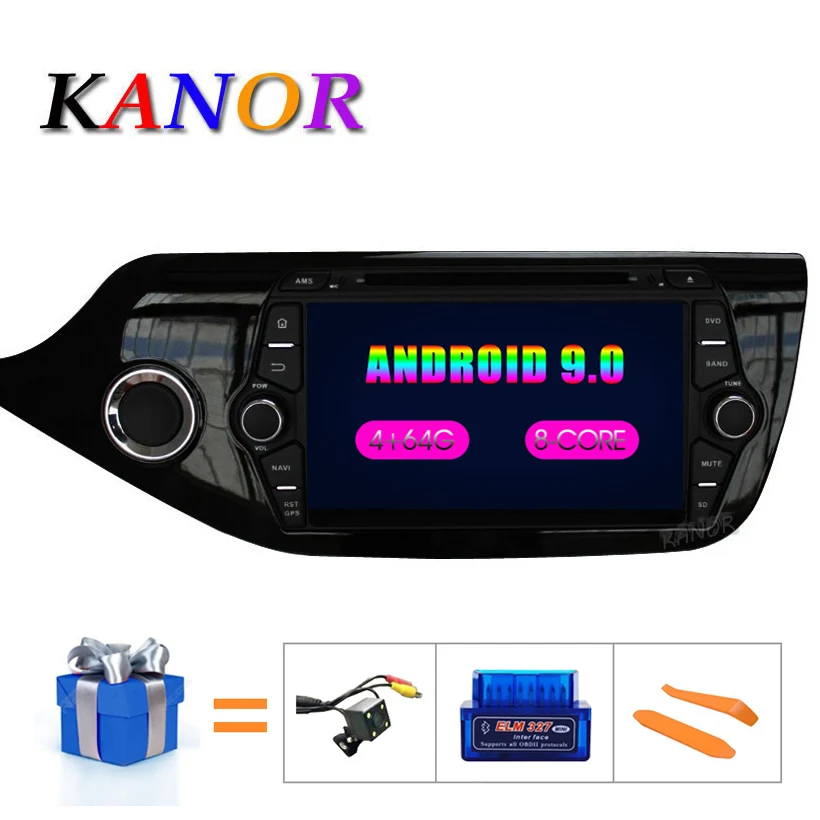 KANOR Android 9,0 ips Octa core 4+ 32 г автомобильный мультимедийный плеер для KIA Ceed 2013 аудио Радио головного устройства 2din магни