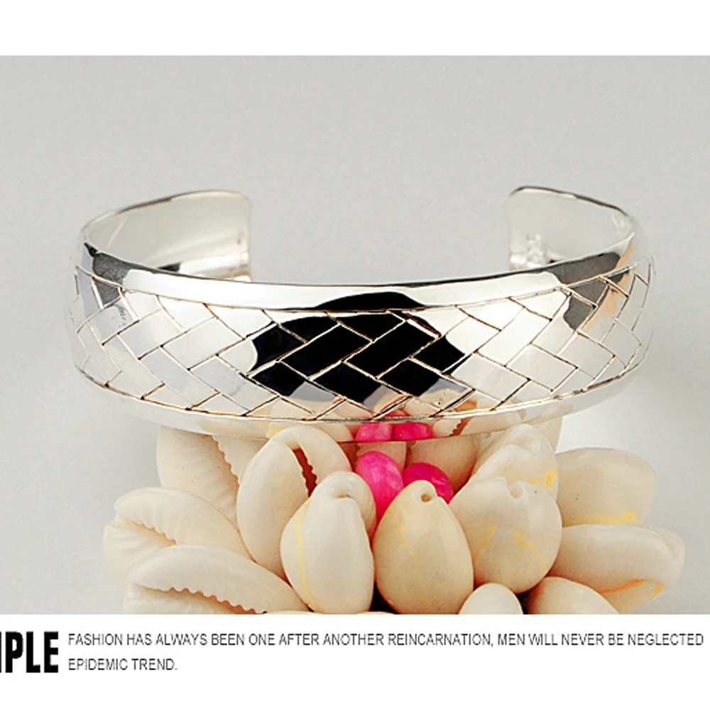 Модные ювелирные изделия браслет из чистого серебра 925 пробы для женщин широкий