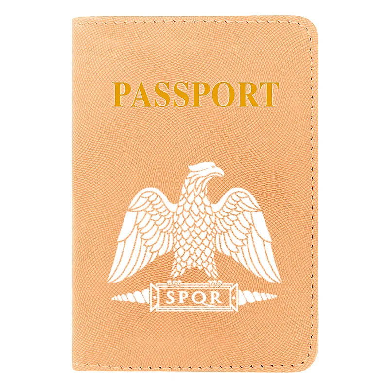 

Fashion Women Men Passport Cover Pu Leather Roman Legion Eagle SPQR Printing Travel ID Credit Card Holder Packet Wallet