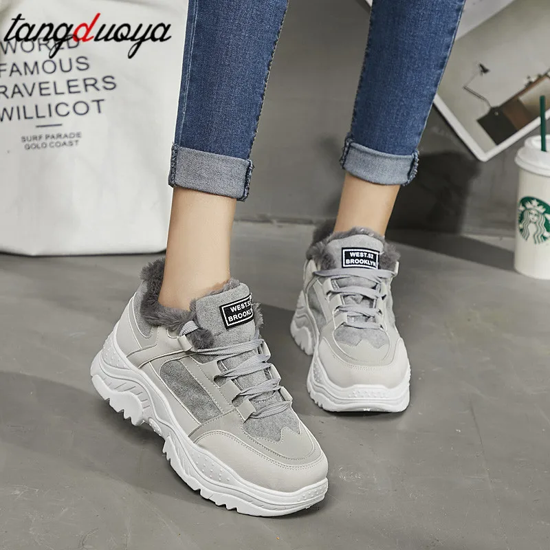 Женские кроссовки женская зимняя обувь для бега хлопковая плюшевая спортивная