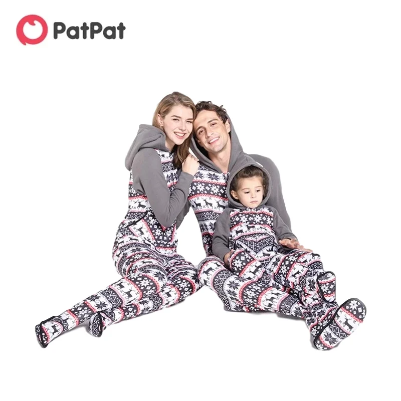 Новая зимняя бархатная Пижама PatPat для родителей и детей удобная Рождественская