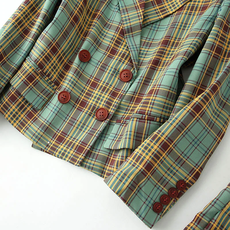 

Women Blazer Jacket Suit Set Mini Pleated Skirt Students Uniform Office Ladies Casual Outfits Slim Fit Blazers Two Piece Sets