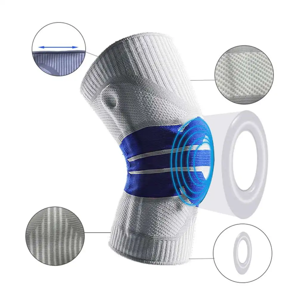 

1PC Sports Knee Pads Silicone Spring Protector Brace Basketball Running Dance Kneepad Knee Cap