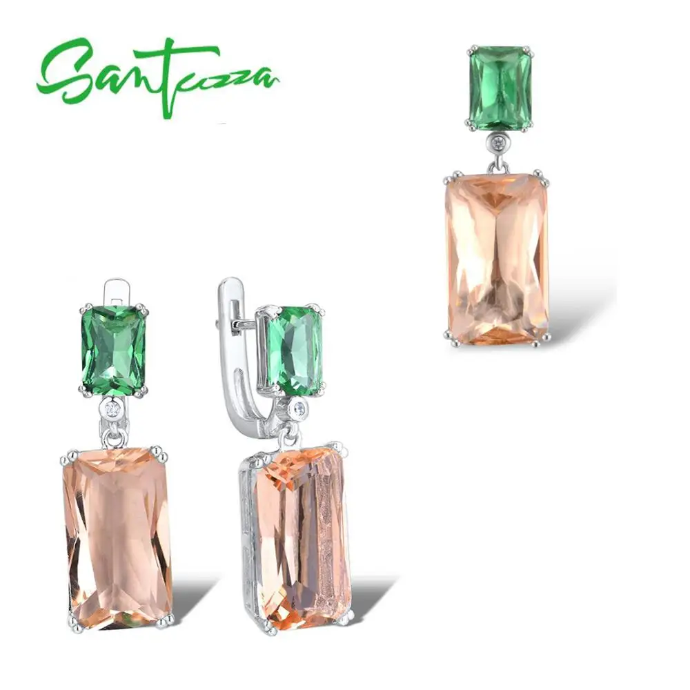 Rainmarch чистый 925 стерлингового серебра набор украшений для женщин Octagon цвета