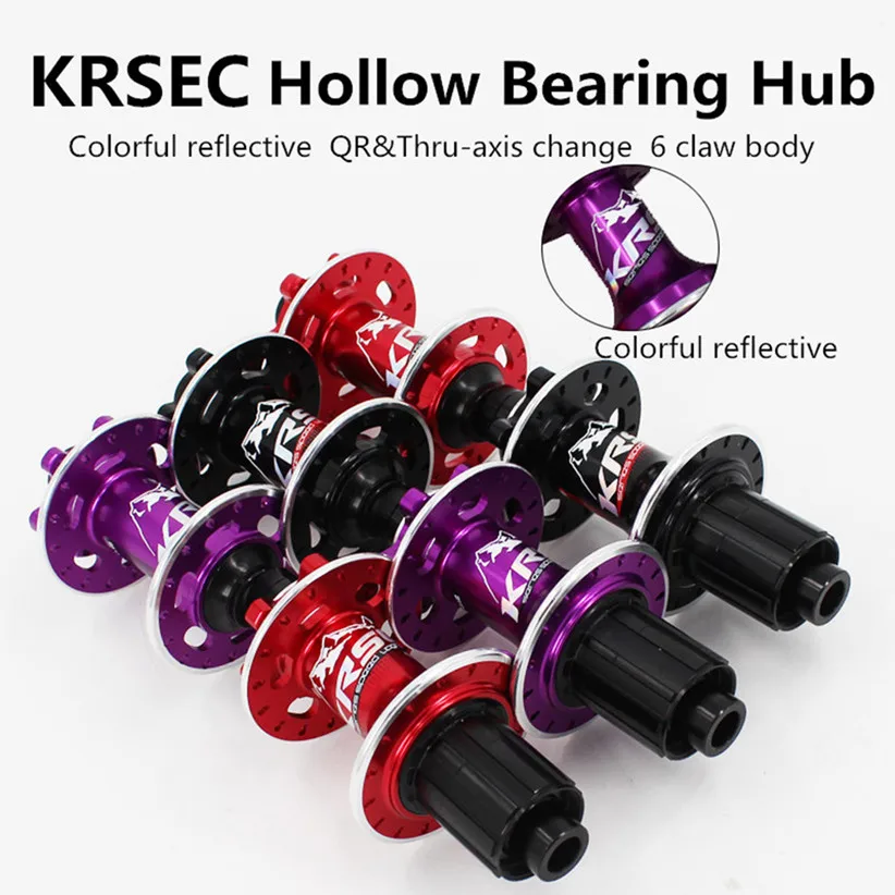 

KRSEC MTB Mountain Bike QR Thru-axis Disc Brake Hubs Bady 6 Claw 72 Sounds CNC Front 2 Rear 4 Sealed Bearing 32 Holes